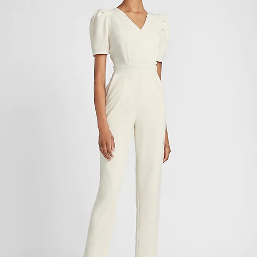Express Puff Sleeve V-Neck Jumpsuit